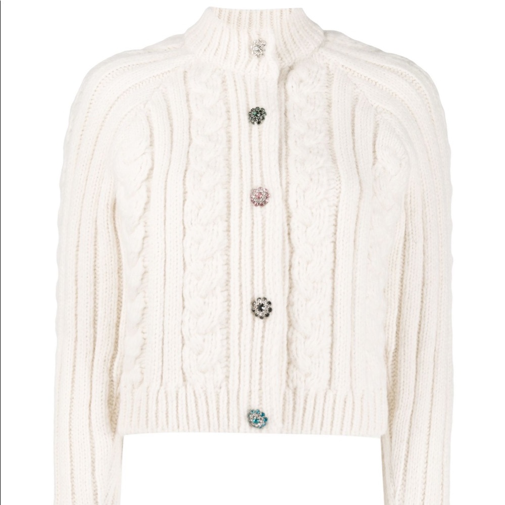 GANNI crystal-embellished buttons cardigan
